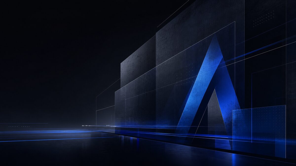 Cobalt architectural forms inspired by the Archidoxe mark